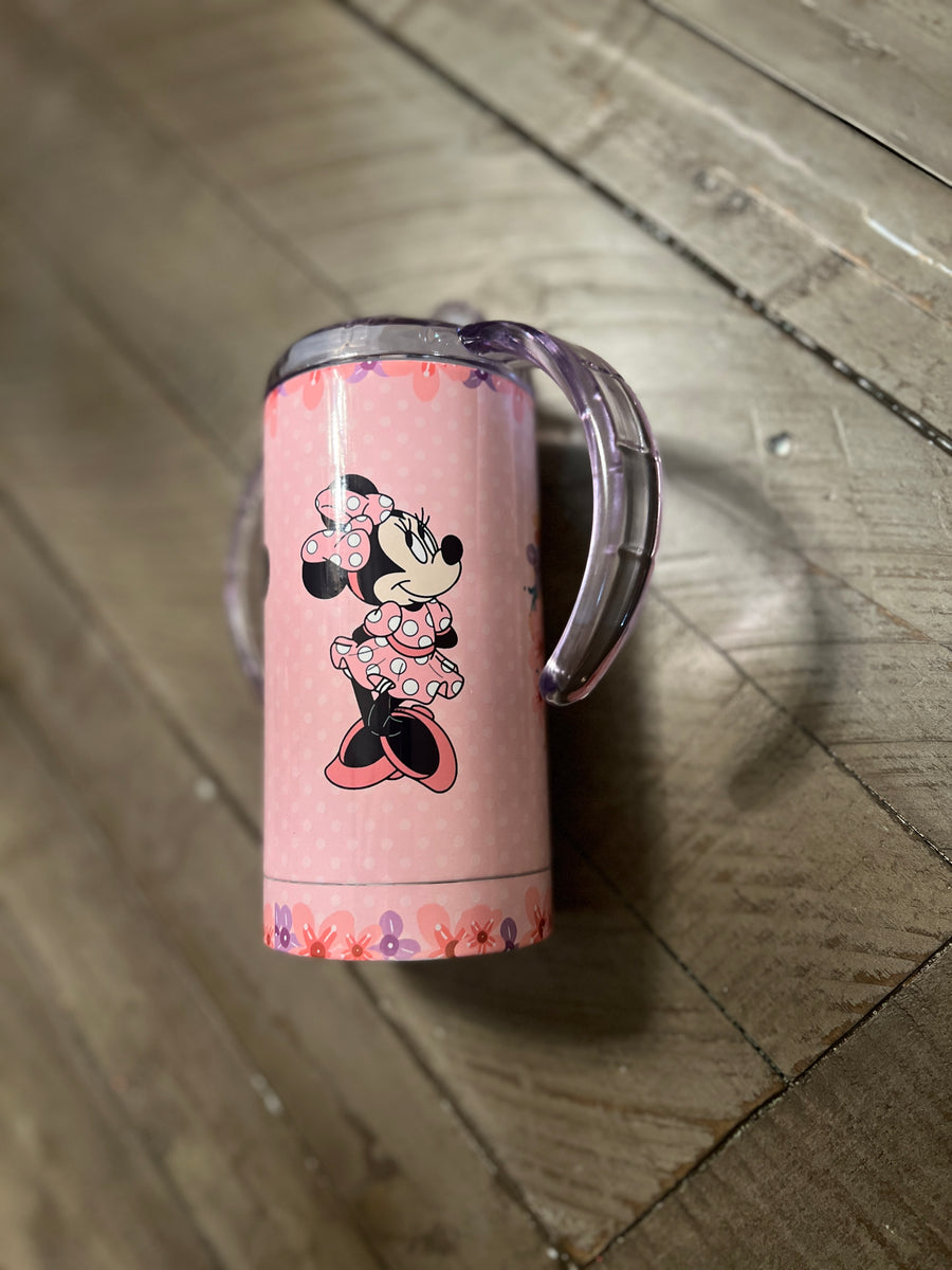 Custom Sippy Cup Inspired By Minnie,Cartoon Handle Sippy Top,Custom Toddler  Cup,Custom Minnie Training Cup,Character Transitioning Sippy Top