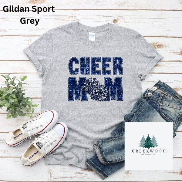 Cheer Mom Navy Sequin/Embroidery Design