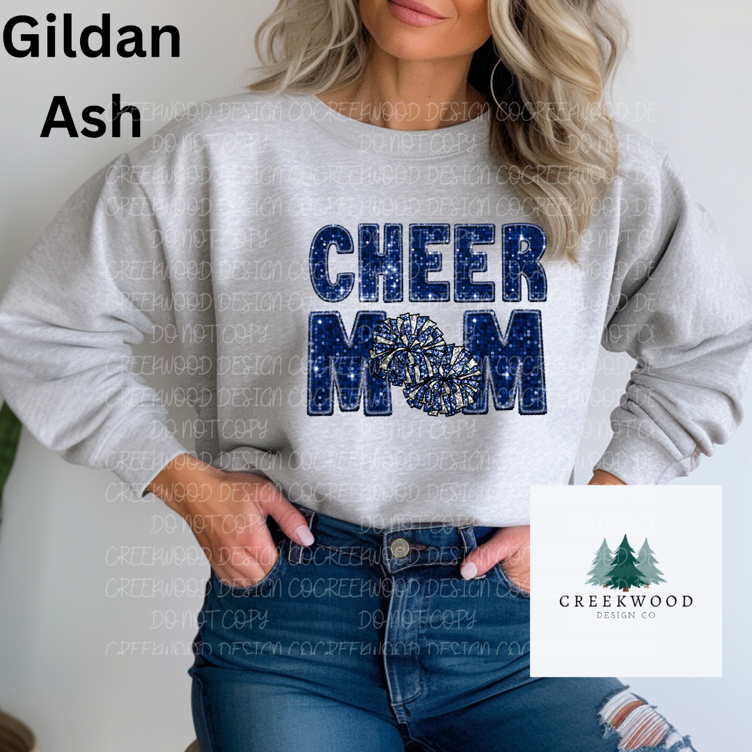 Cheer Mom Navy Sequin/Embroidery Design