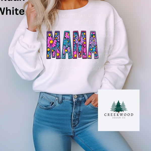 Mama Floral Faux Embroidery Design