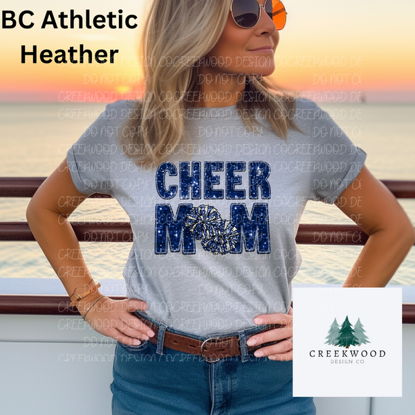 Cheer Mom Navy Sequin/Embroidery Design