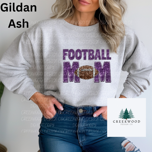 Football Mom Purple Faux Sequin Design