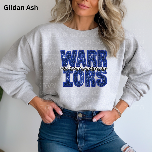 Warriors Faux Sequin/Embroidery Design