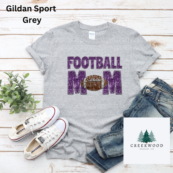 Football Mom Purple Faux Sequin Design