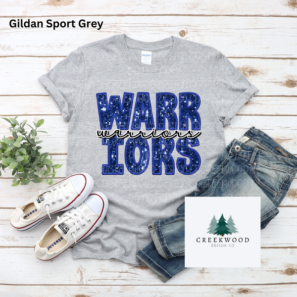 Warriors Faux Sequin/Embroidery Design