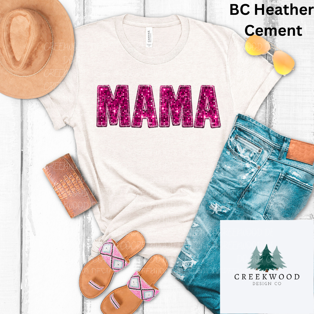 Mama Pink Faux Sequin/Embroidery Design