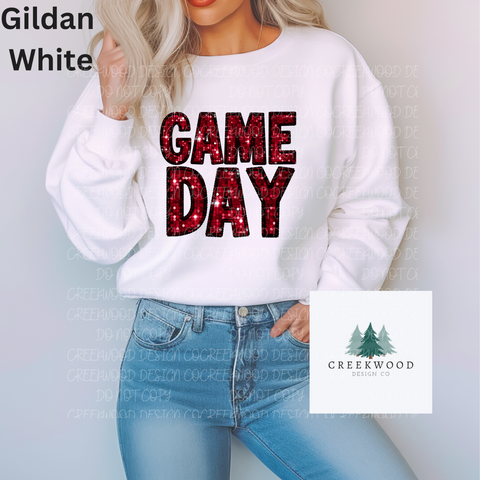 GameDay Crimson Faux Sequin/Embroidery Design