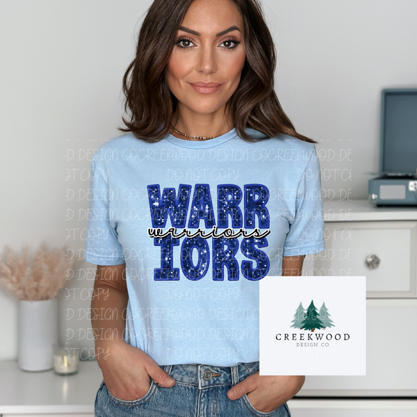 Warriors Faux Sequin/Embroidery Design