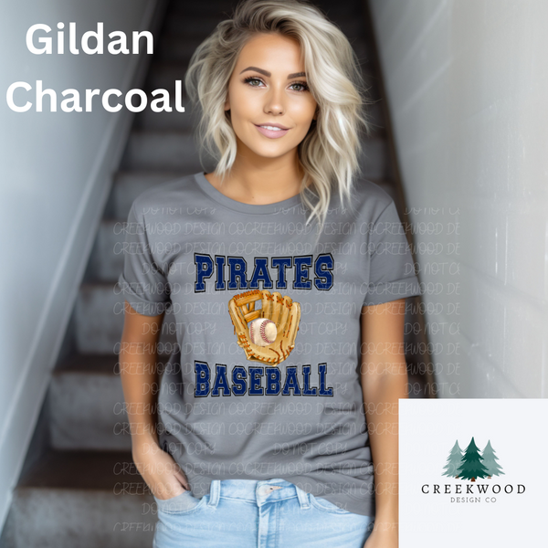 Pirates Baseball Glove Design Distressed Font