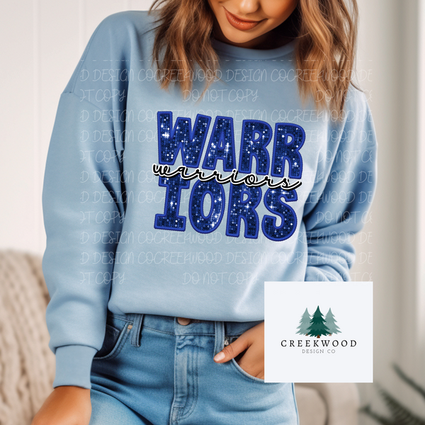 Warriors Faux Sequin/Embroidery Design