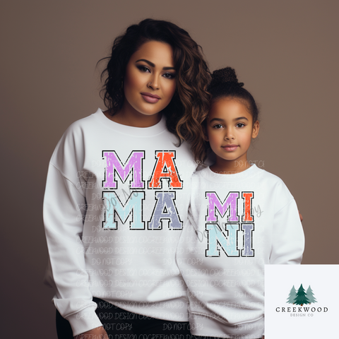 Mama and Mini Pastel Design White Sweatshirt