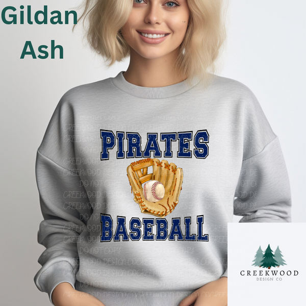 Pirates Baseball Glove Design Distressed Font