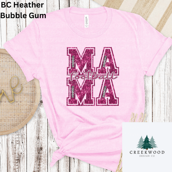 Pink Faux Sequin Football Mama