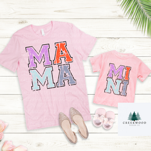 Mama and Mini Pastel Design Pink Tees