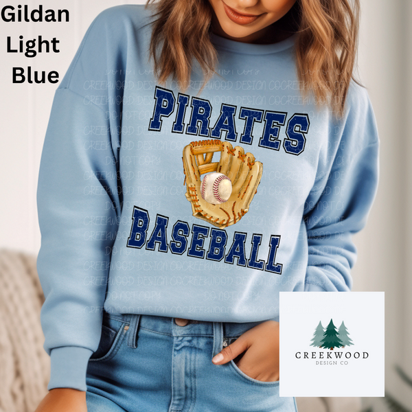 Pirates Baseball Glove Design Distressed Font