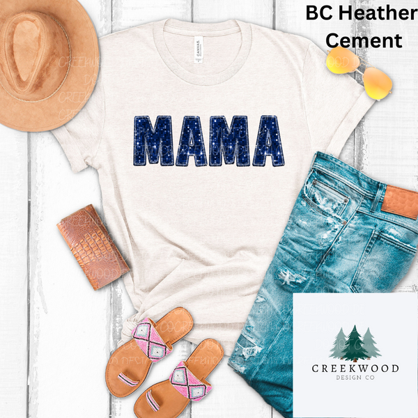 Mama Blue Faux Sequin/Embroidery Design