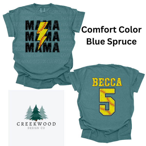 Softball Mama Personalized Tees (please add name and number to box)