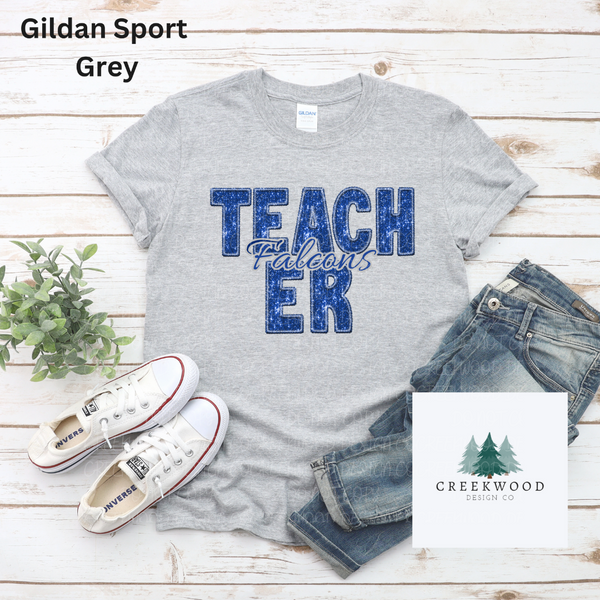 Falcons Teacher Faux Sequin/Embroidery Design