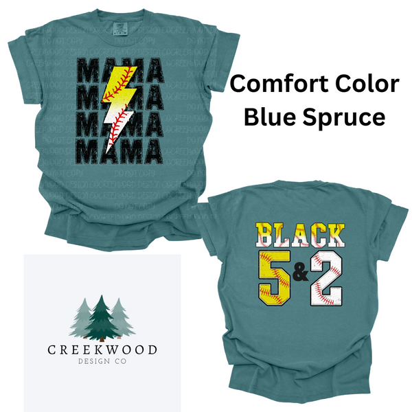 Softball & Baseball Mama Personalized Tees (please add name and number to box)