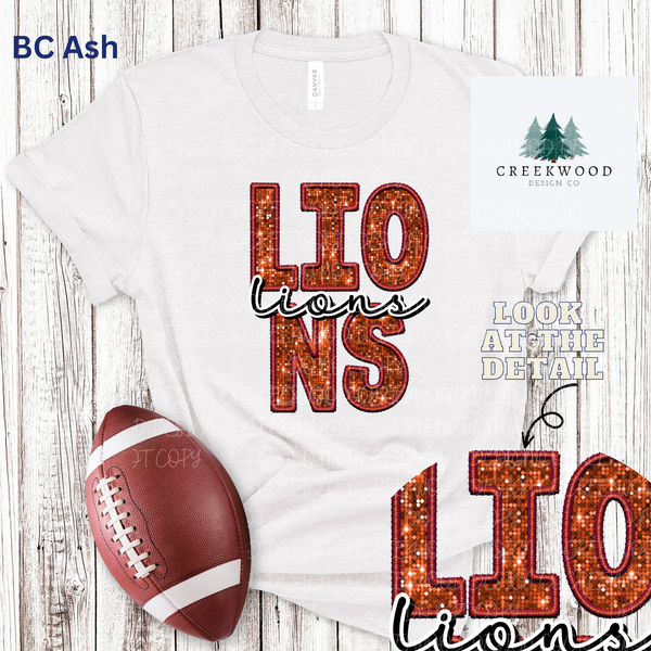 Lions Faux Sequin/Embroidery Design