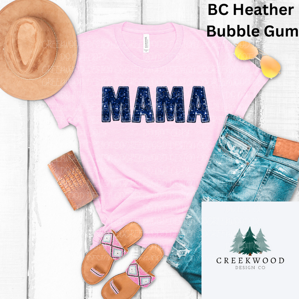 Mama Blue Faux Sequin/Embroidery Design