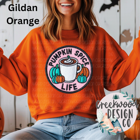 Pumpkin Spice Life Faux Patch Design