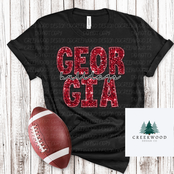 Georgia Bulldogs Faux Sequin/Embroidery Design