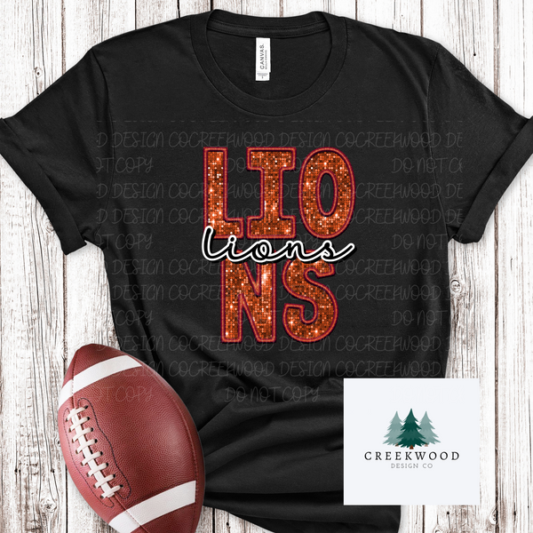 Lions Faux Sequin/Embroidery Design