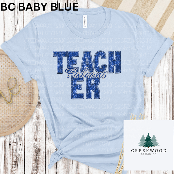 Falcons Teacher Faux Sequin/Embroidery Design