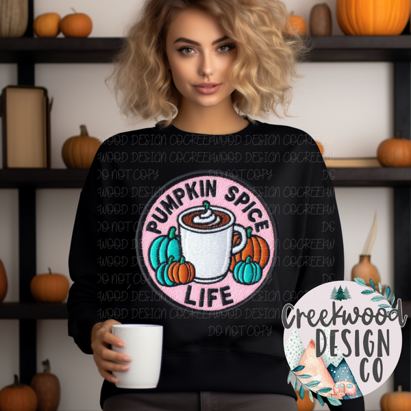 Pumpkin Spice Life Faux Patch Design