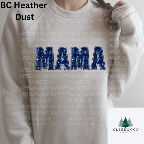 Mama Blue Faux Sequin/Embroidery Design