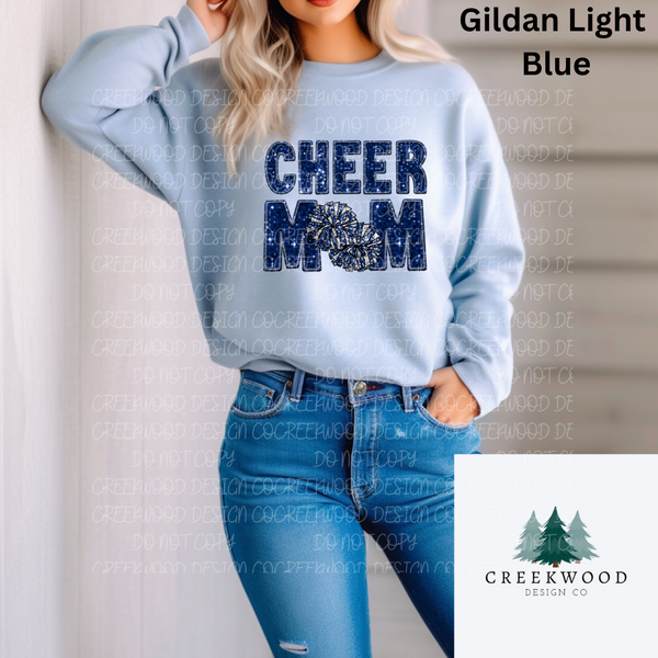 Cheer Mom Navy Sequin/Embroidery Design