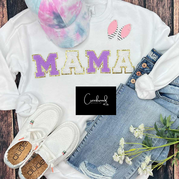 Mama Chenille Patch Sweatshirt-(other names available)